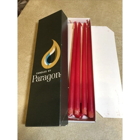 10 VINTAGE RED PARAGON  10" HAND DIPPED TINY TAPERS BOXED HAND DIPPED - Picture 3 of 5